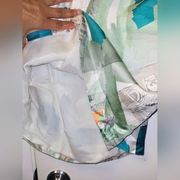 Piazza Sempione Silk Watercolor Italian Monuments Print Drawstring Dress Size S - Picture 10 of 16